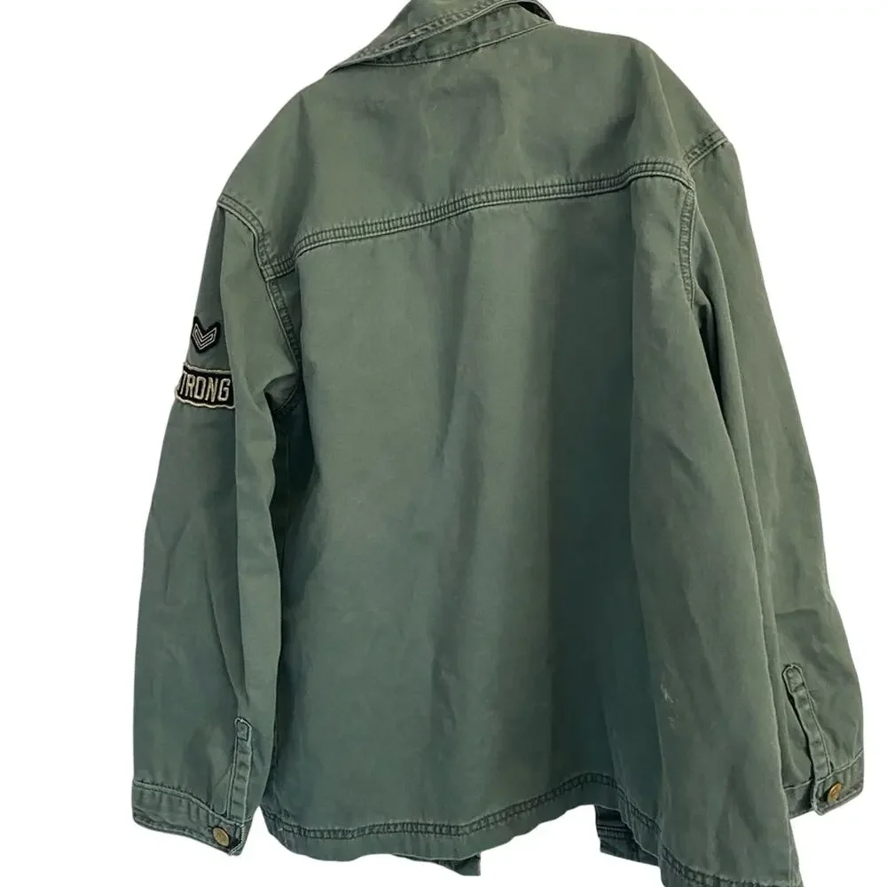 Justice Girls Olive Green Utility Style Jacket Size 14